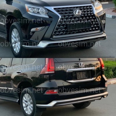 Комплект обвісу Lexus GX 460 2014-2021 сірий колір (спідниці передня та задня, хром молдінг)
