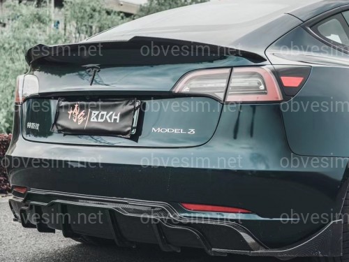 Спойлер лип багажника Tesla model 3 2017- ABS пластик, колір чорний глянець