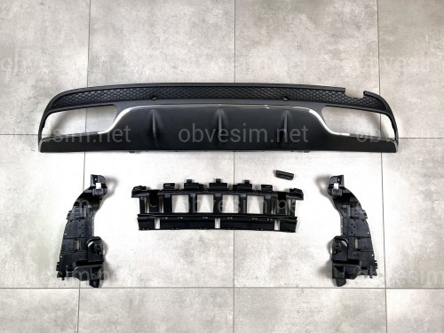 Накладка заднього бампера чорна з хромом AMG C63 (дифузор) Mercedes C-Class W205 2015-2021
