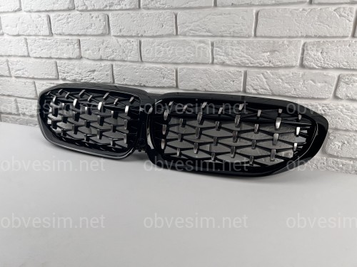 Решітка радіатора Diamond BMW 3 Series G20 G21 2019-2022 чорна з хромом