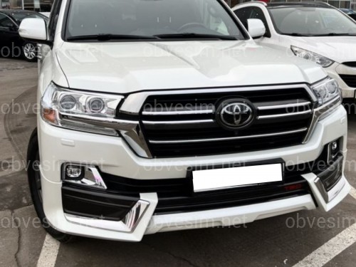 Обвіс тюнінг переднього бампера TRD Toyota Land Cruiser 200 2016-2022 колір чорний