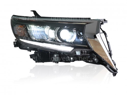 Фари Full Led Toyota Land Cruiser Prado 150 рестайлінг 2018+ (ліва+права) замість галогену, в комплекті з віями