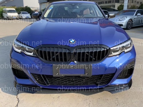 Накладка переднього бампера юбка M performance BMW 3 series G20 G21 2018-2022 абс пластик, чорний глянець