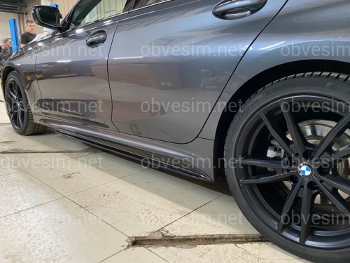Леза під пороги M-Perfomance BMW 3 series G20 G21 2018 - 2шт. чорний глянець