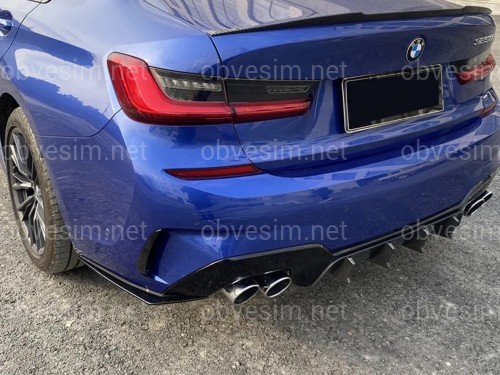 Леза накладки заднього бампера M-Performance BMW 3 series G20 2018 - 2шт. чорний глянець