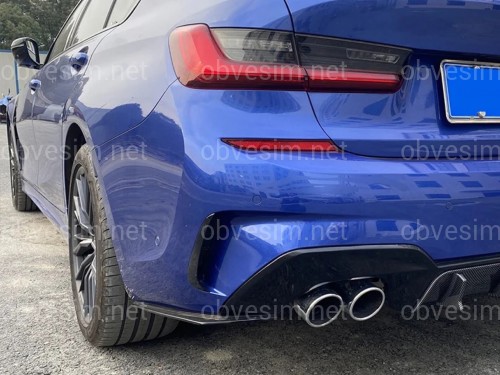 Леза накладки заднього бампера M-Performance BMW 3 series G20 2018 - 2шт. чорний глянець