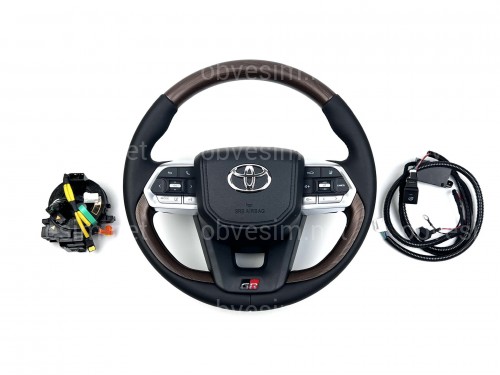 Кермо з підігрівом із темним деревом у зборі Toyota Land Cruiser 200 / Prado 150 у стилі LC 300 GR