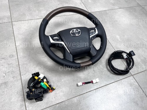 Кермо з підігрівом у зборі чорне з темним деревом Toyota Land Cruiser 200 / Prado 150
