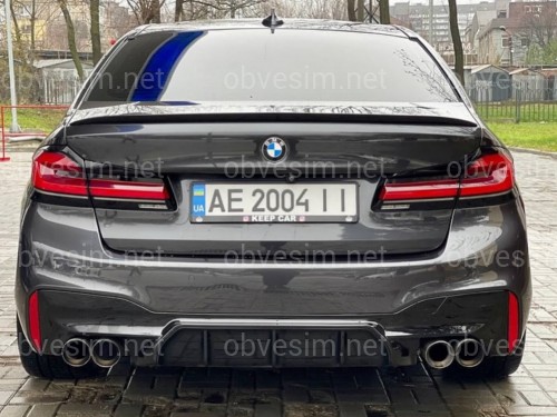 Дифузор накладка заднього бампера M5 style F90 для BMW 5 series G30 2017 - ДО БАМПЕРА М ПАКЕТ, чорний глянець