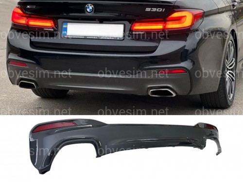 Дифузор накладка заднього бампера M-Performance BMW 5 series G30 2017- сірий глянцевий