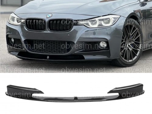 Накладка переднього бампера обвіс M performance BMW 3 series F30 F31 2012-2018 абс пластик, чорний глянець