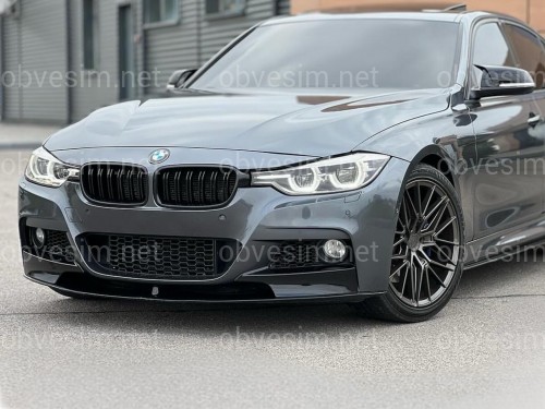Накладка переднього бампера обвіс M performance BMW 3 series F30 F31 2012-2018 абс пластик, чорний глянець