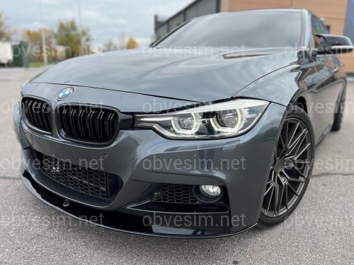 Накладка переднього бампера обвіс M performance BMW 3 series F30 F31 2012-2018 абс пластик, чорний глянець