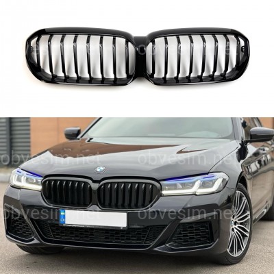 Решітка радіатора ніздрі M-Tech BMW 5 Series G30 / G31 2020+ чорний глянець