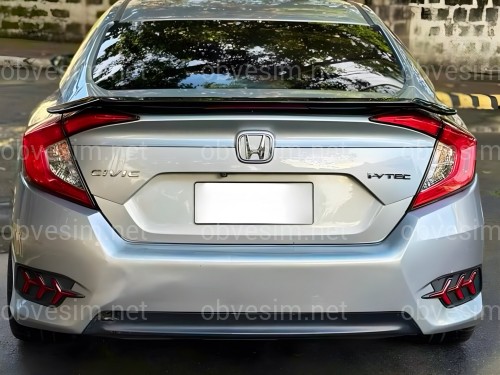 Спойлер багажника Honda Civic зі стоп сигналом 2016-ABS пластик, чорний глянець