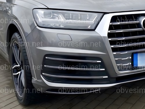 Решітки бамперу S-Line БЕЗ РАДАРУ Audi Q7 4M 2015-2019 чорні з сірим 2шт, ліва 4M0 807 681 D GXE 3Q7 / права 4M0 807 682 D GXE 3Q7