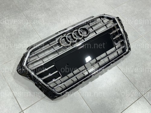Решітка радіатора с дистроніком для Audi A3 2017-2020 чорна з хромом