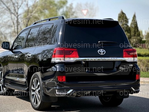 Обвіс тюнінг заднього бампера Modellista Toyota Land Cruiser 200 2015-2021 під 1 трубу, колір чорний 202