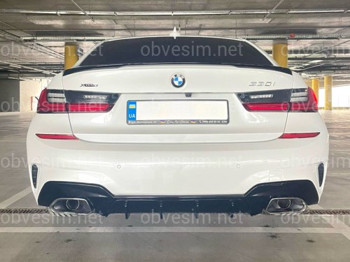 Накладка заднего бампера диффузор M-Performance 340i черная BMW 3 series G20 2019-2022