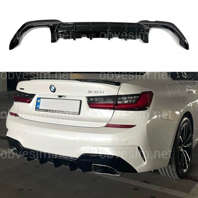 Накладка заднего бампера диффузор M-Performance 340i черная BMW 3 series G20 2019-2022