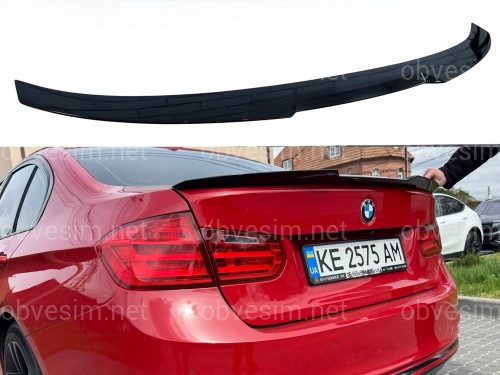 Спойлер лип стиль M4 для BMW 3 series F30 2012-2018 ABS пластик, чорний глянець