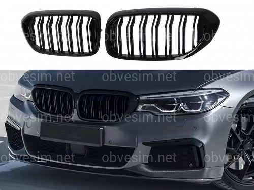 Решітка радіатора ніздрі стиль M5 BMW series G30 / G31 2017-2020 чорний глянець 2шт.