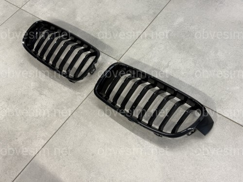 Решітка радіатора ніздрі M performance BMW 3 series F30 F31 чорний глянець 2шт.