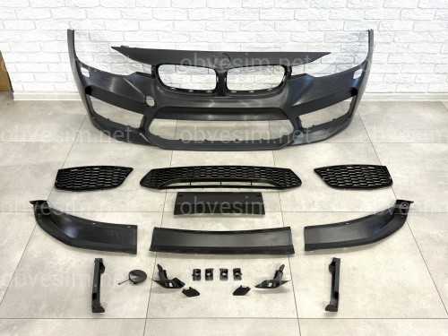Передній бампер у зборі в стилі M5 F90 для BMW 3 Series F30 F31 2012-2018 (під омивачі / без отворів під парктроніки)