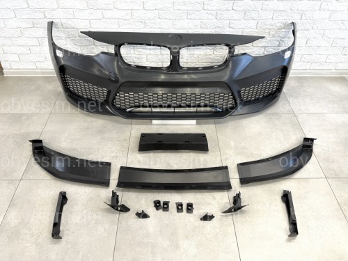 Передній бампер у зборі в стилі M5 F90 для BMW 3 Series F30 F31 2012-2018 (під омивачі / без отворів під парктроніки)