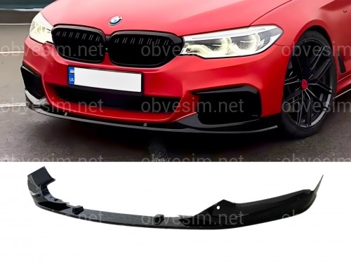 Накладка переднього бампера M Performance BMW 5 series G30 G31 2017-2020, чорний глянець