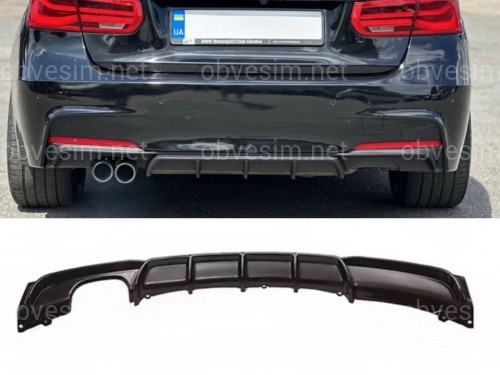 Дифузор накладка заднього бампера M-Performance BMW 3 series F30 2012-2018 під одну подвійну вихлопну трубу МАТОВИЙ 00----