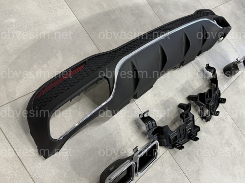 Дифузор заднього бампера + насадки вихлопу GLE63 AMG Mercedes-Benz GLE class W166 2015-2018