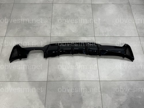 Дифузор накладка заднього бампера M-Performance під одну подвійну вихлопну трубу для BMW 4 series F32 / F33 / F36 2013-2020, колір чорний глянець