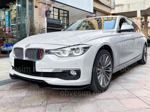 Накладка губа переднього бампера BMW 3 series F30 F31 2012-2018 абс пластик, чорний глянець