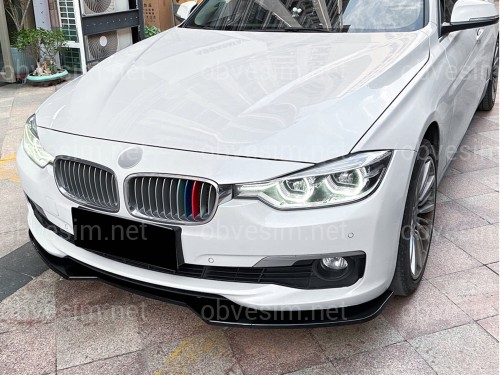 Накладка губа переднього бампера BMW 3 series F30 F31 2012-2018 абс пластик, чорний глянець