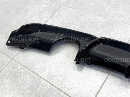 Дифузор накладка заднього бампера M-Performance BMW 3 series F30 2012-2018 під дві одинарні вихлопні труби ГЛЯНЦЕВИЙ 0---0