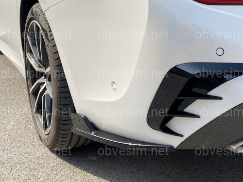 Леза куточки заднього бампера M-Performance BMW 3 series G20 2018-2022, 2шт. чорний глянець