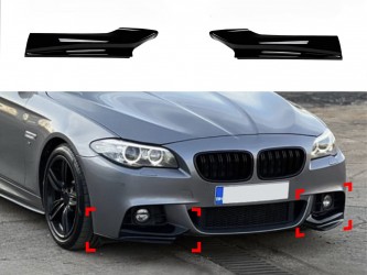 Ікла переднього бампера M performance BMW 5 series F10 F11 2010-2016 ABS пластик, колір чорний глянець