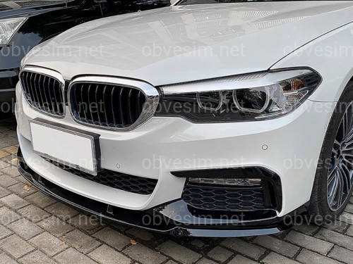 Спідниця накладка переднього бампера спідниця M performance BMW 5 series G30 G31 2016-2020 ABS пластик, чорний глянець