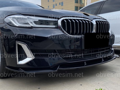 Спідниця накладка переднього бампера BMW 5 series G30 G31 LCI 2020-2023 ABS пластик, чорний глянець