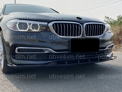Спідниця накладка переднього бампера BMW 5 series G30 G31 2016-2020 ABS пластик, чорний глянець