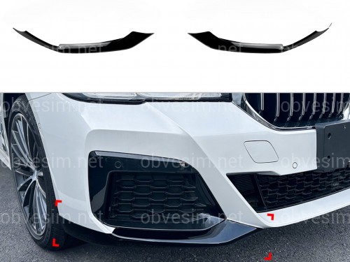 Ікла переднього бампера M performance BMW 5 series G30 G31 LCI 2020-2023 ABS пластик, чорний глянець