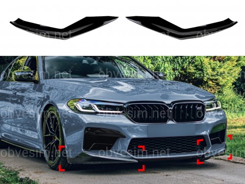 Ікла переднього бампера M5 BMW 5 series G30 G31 M5 F90 LCI 2020-2023 ABS пластик, чорний глянець 2шт.
