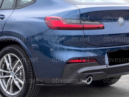 Леза накладки заднього бампера M-Performance BMW X4 G02 2018-2022 2шт. ABS пластик, чорний глянець