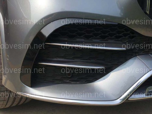 Накладки бампера AMG line для Mercedes GLE-Class W167 C167 2019-2023 2шт. ABS пластик, колір чорний глянець