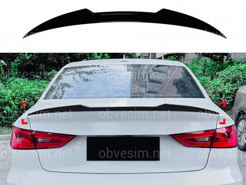 Спойлер ліп стиль M4 для Audi A3 2013-2020 ABS пластик, колір чорний глянець