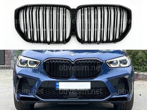 Решітка радіатора ніздрі Х5M F95 стиль BMW X5 G05 2019-2022 чорний глянець