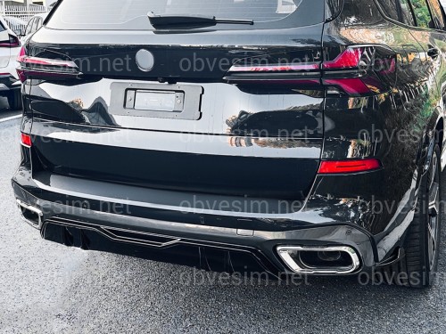 Спідниця накладка бампера заднього M Performance BMW X5 G05 2018+ ABS пластик, колір чорний глянець