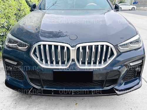Спідниця переднього бампера M-Perfomance для BMW X6 G06 2019-2022 ABS пластик, чорний глянець