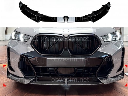 Спідниця переднього бампера M-Perfomance для BMW X6 G06 LCI 2022+ ABS пластик, чорний глянець